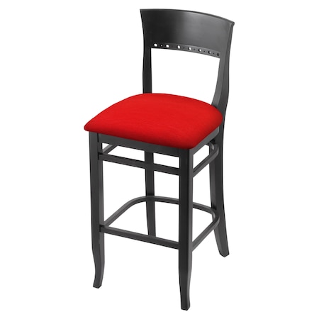Holland Bar Stool Co 30" Bar Stool, Black Finish, Canter Red Seat 316030Blk011